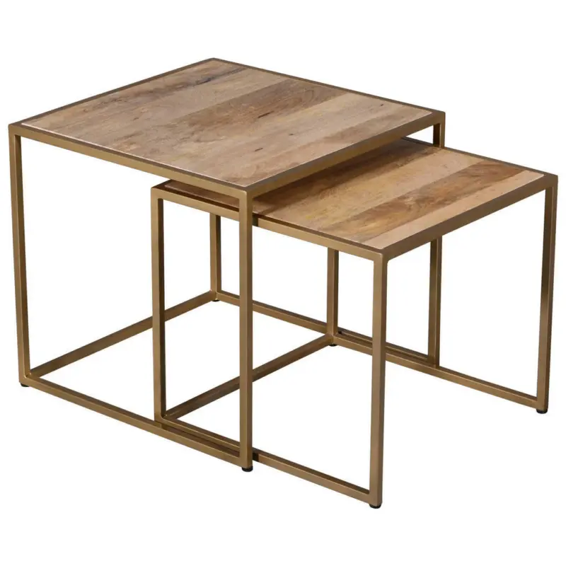 Beistelltischset in Holz, Metall