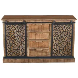 Kleiderschrank in Naturfarben, Schwarz