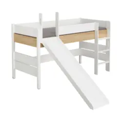 Spielbett 90/200 cm in Weiß, Eichefarben