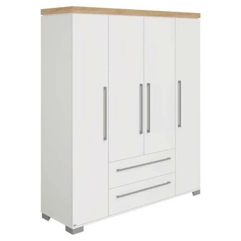 Drehtürenschrank in Weiß, Eichefarben