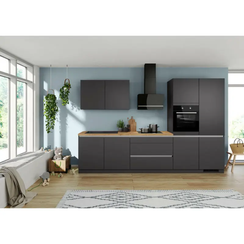 Küchenblock 340 cm in Graphitfarben