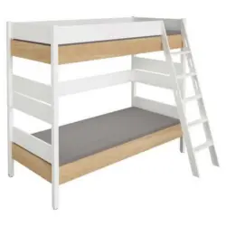 Etagenbett 90/200 cm Weiß, Eichefarben