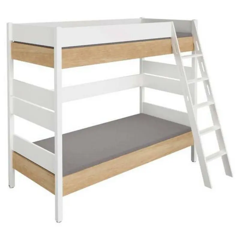 Etagenbett 90/200 cm Weiß, Eichefarben