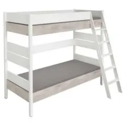 Etagenbett 90/200 cm Weiß, Silbereichenfarben
