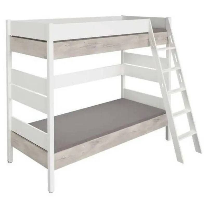 Etagenbett 90/200 cm Weiß, Silbereichenfarben