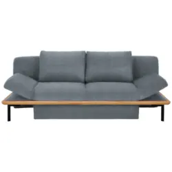 Schlafsofa in Chenille Blau, Schwarz, Weiß