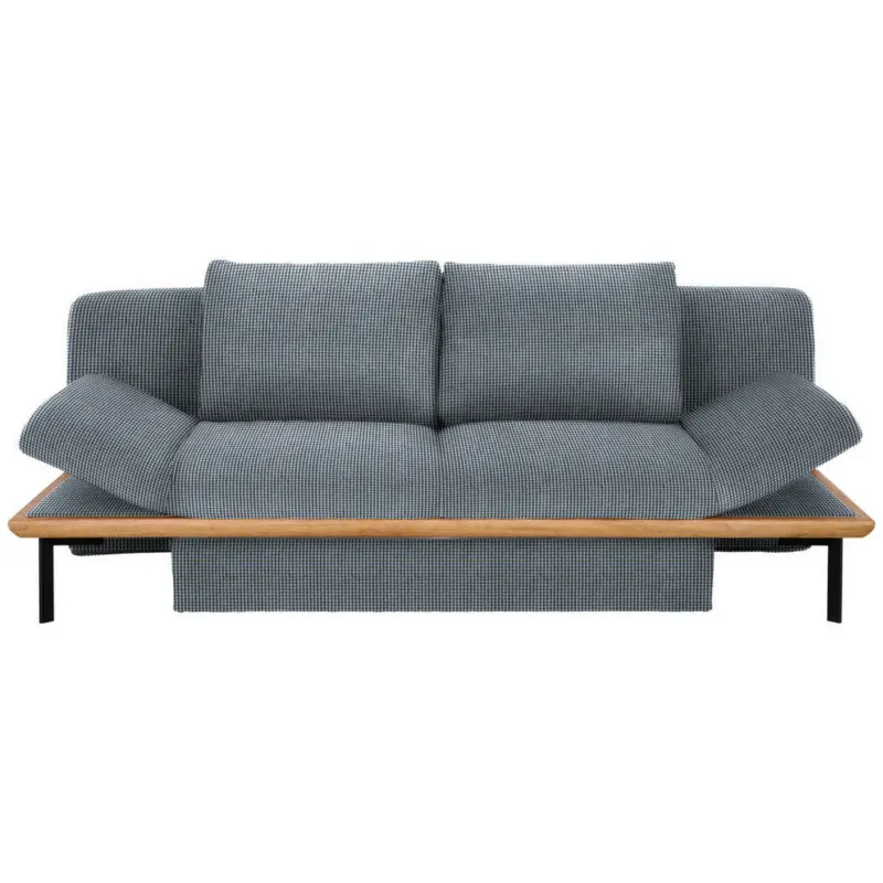 Schlafsofa in Chenille Blau, Schwarz, Weiß