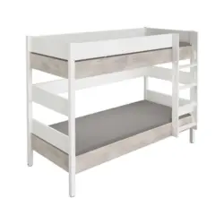 Etagenbett 90/200 cm Weiß, Silbereichenfarben