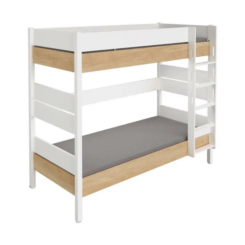 Etagenbett 90/200 cm Weiß, Eichefarben
