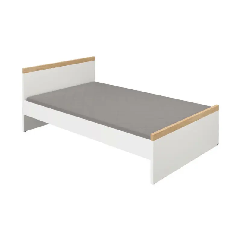 Bett 90/200 cm in Weiß, Eichefarben