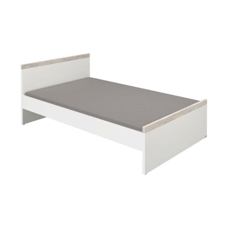 Bett 90/200 cm in Weiß, Silbereichenfarben