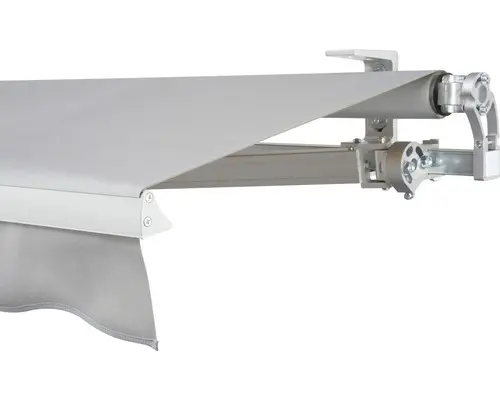 SOLUNA Gelenkarmmarkise Concept 3,5x2,5 Stoff Dessin 7552 Gestell Silber E6EV1 eloxiert Antrieb rechts inkl. Motor und Wandschalter