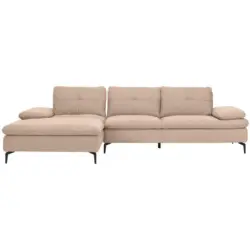 Ecksofa in Webstoff Hellbraun