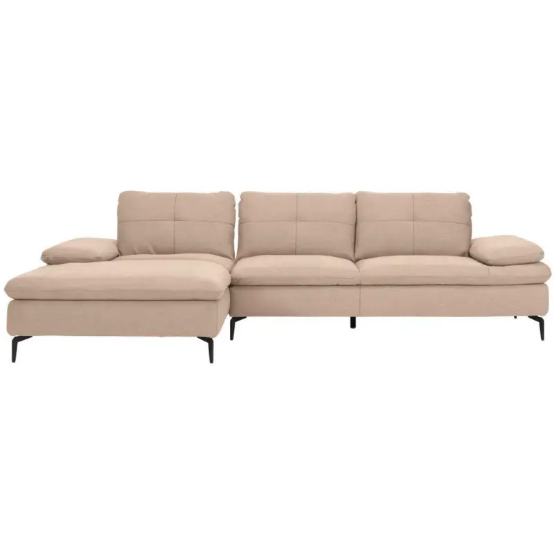 Ecksofa in Webstoff Hellbraun