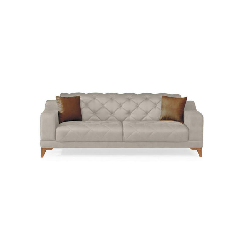 Dreisitzer-Sofa in Webstoff Sandfarben