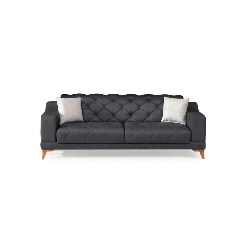 Dreisitzer-Sofa in Webstoff Graphitfarben