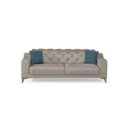 Dreisitzer-Sofa in Webstoff Hellgrau, Beige