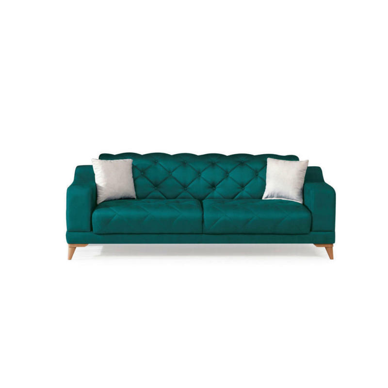 Dreisitzer-Sofa in Webstoff Grün