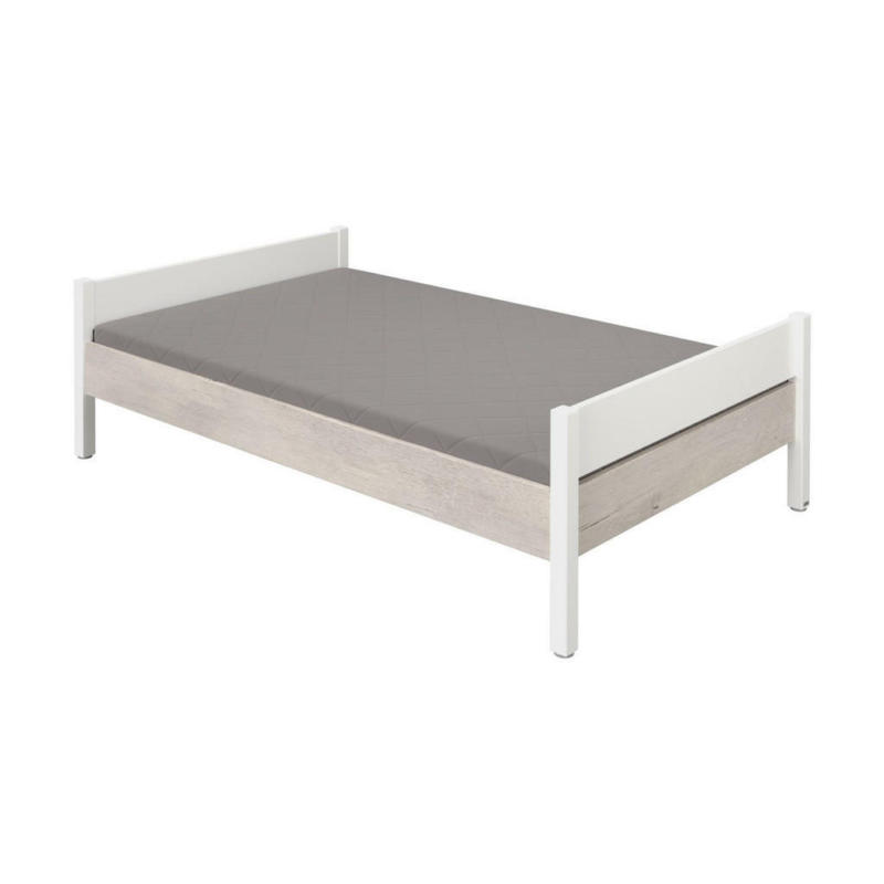 Bett 90/200 cm in Weiß, Silbereichenfarben
