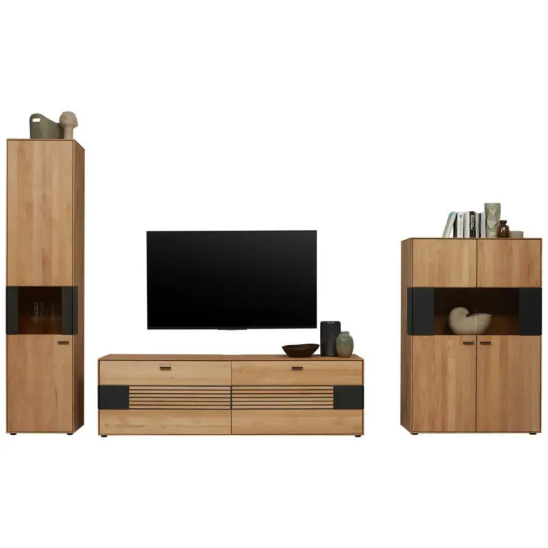 Wohnwand 350,7/205,1/45,2 cm in Erlefarben