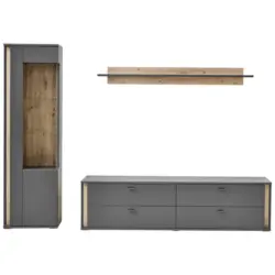 Wohnwand 275,0/207,5/44,2 cm in Grau, Eiche Artisan