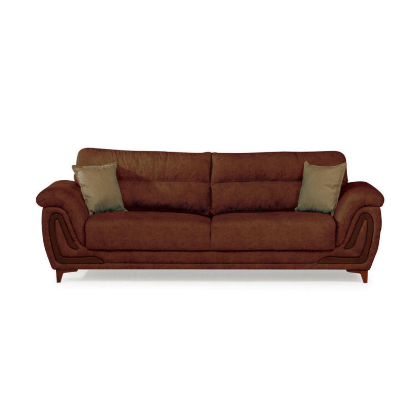 Dreisitzer-Sofa in Webstoff Kupferfarben
