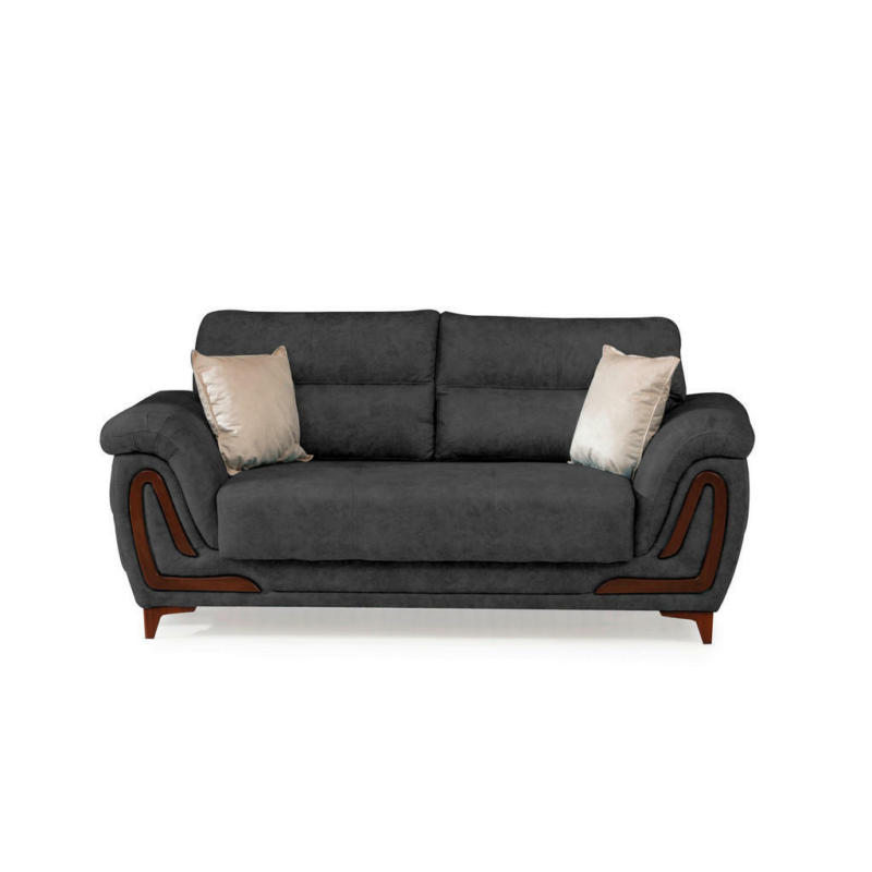 Zweisitzer-Sofa in Webstoff Dunkelgrau