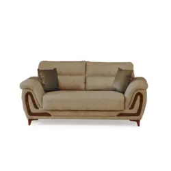 Zweisitzer-Sofa in Webstoff Creme
