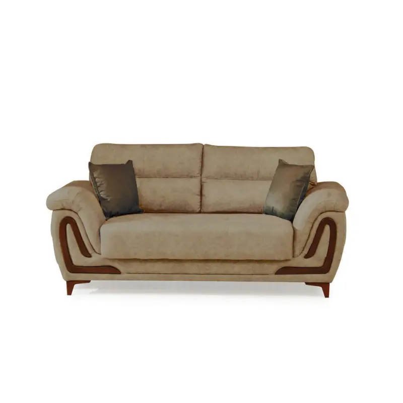 Zweisitzer-Sofa in Webstoff Creme