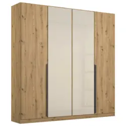Drehtürenschrank in Champagner, Eiche Artisan