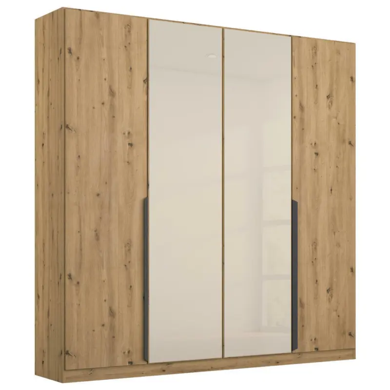 Drehtürenschrank in Champagner, Eiche Artisan