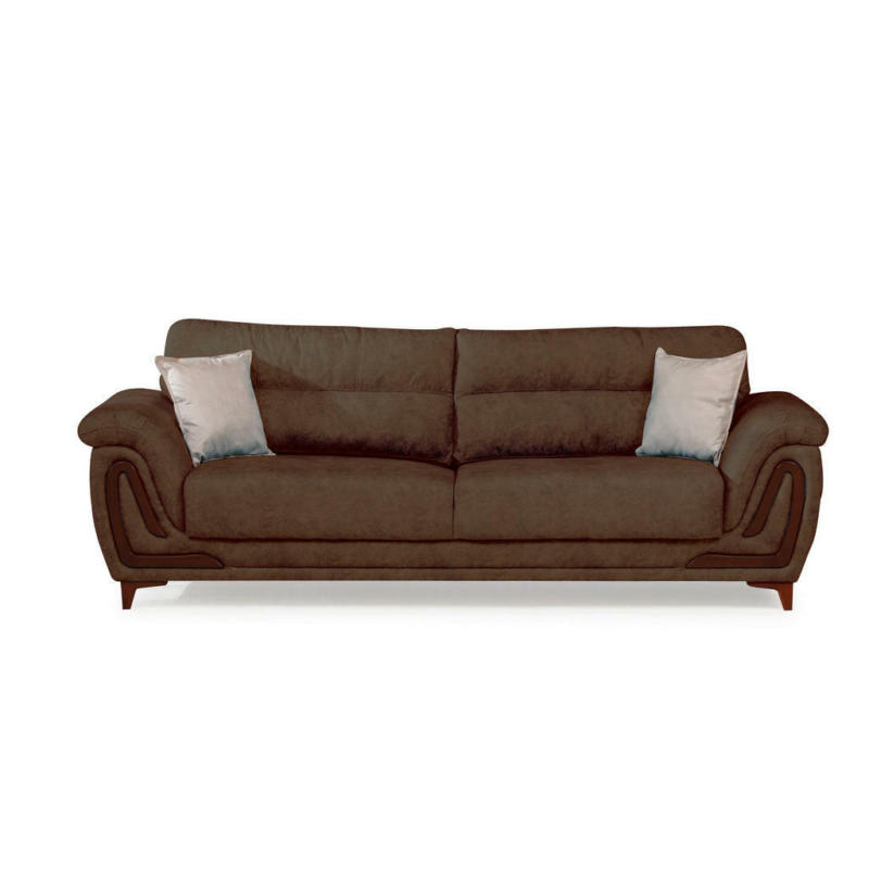 Dreisitzer-Sofa in Webstoff Braun