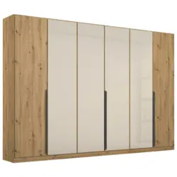 Drehtürenschrank in Champagner, Eiche Artisan