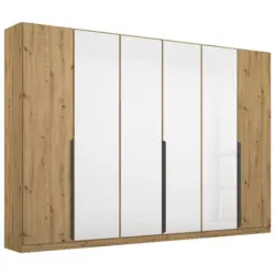 Drehtürenschrank in Weiß, Eiche Artisan
