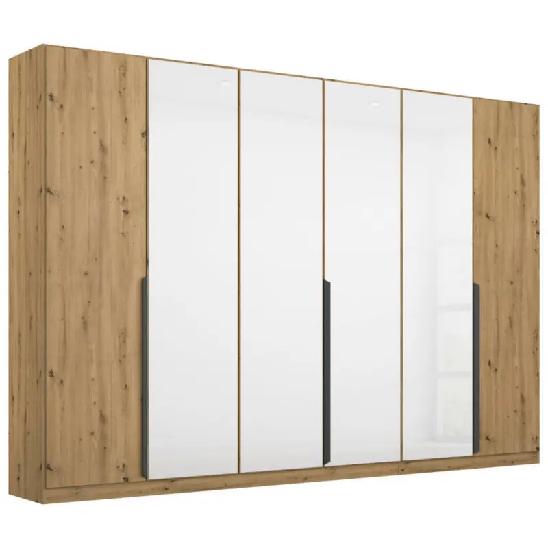 Drehtürenschrank in Weiß, Eiche Artisan