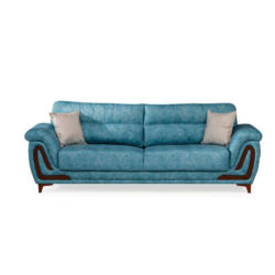 Dreisitzer-Sofa in Webstoff Blau