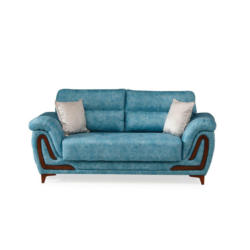 Zweisitzer-Sofa in Webstoff Blau