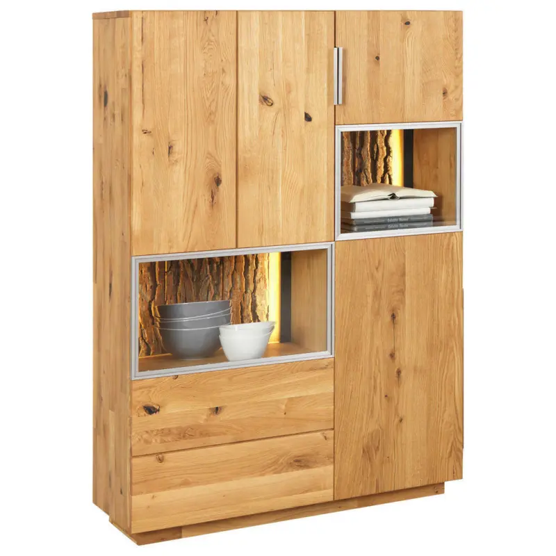 Vitrine in vollmassiv Asteiche Eichefarben