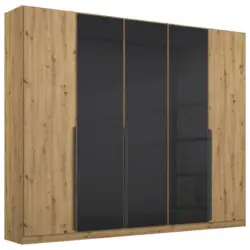 Drehtürenschrank in Anthrazit, Eiche Artisan