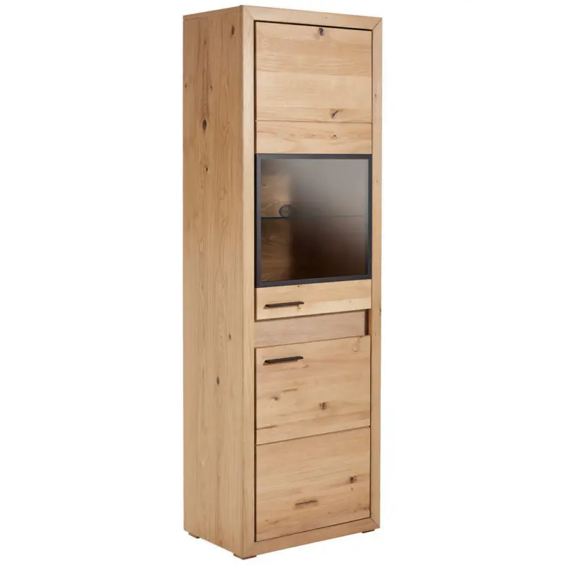 Vitrine in furniert, massiv Asteiche