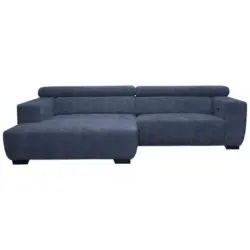 Ecksofa in Webstoff Dunkelblau