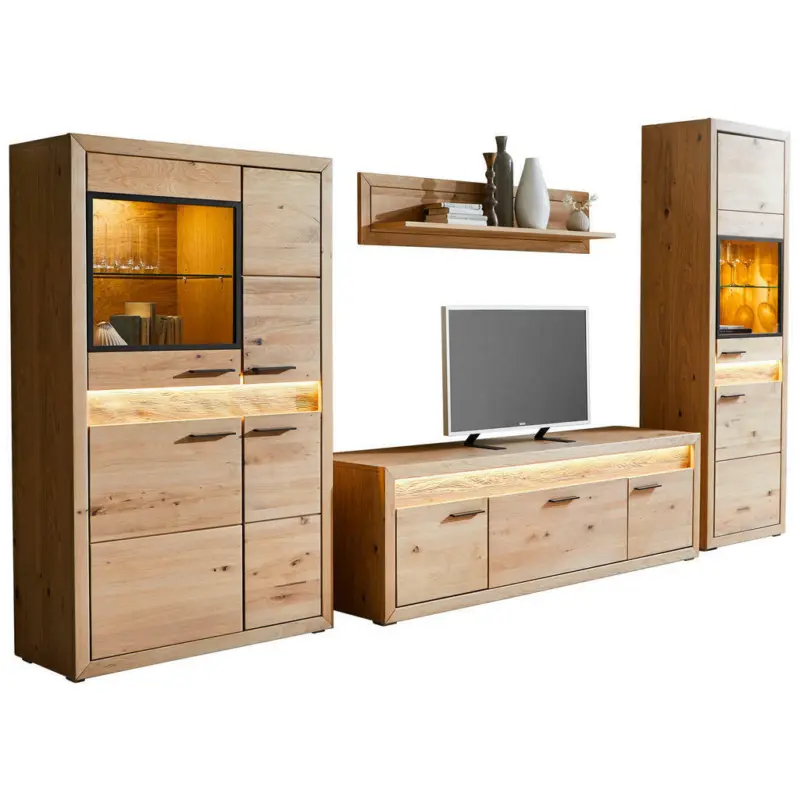 Wohnwand 359/198/49 cm in Eichefarben