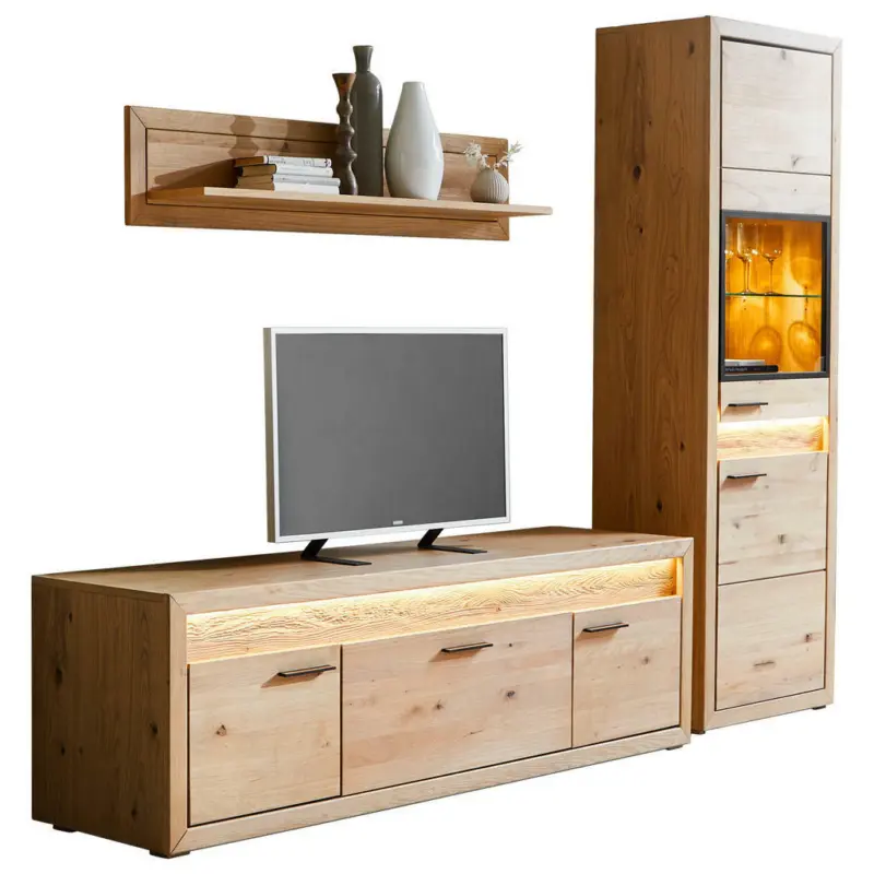 Wohnwand 253,8/198,4/49 cm in Eichefarben