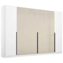 Drehtürenschrank in Weiß, Champagner