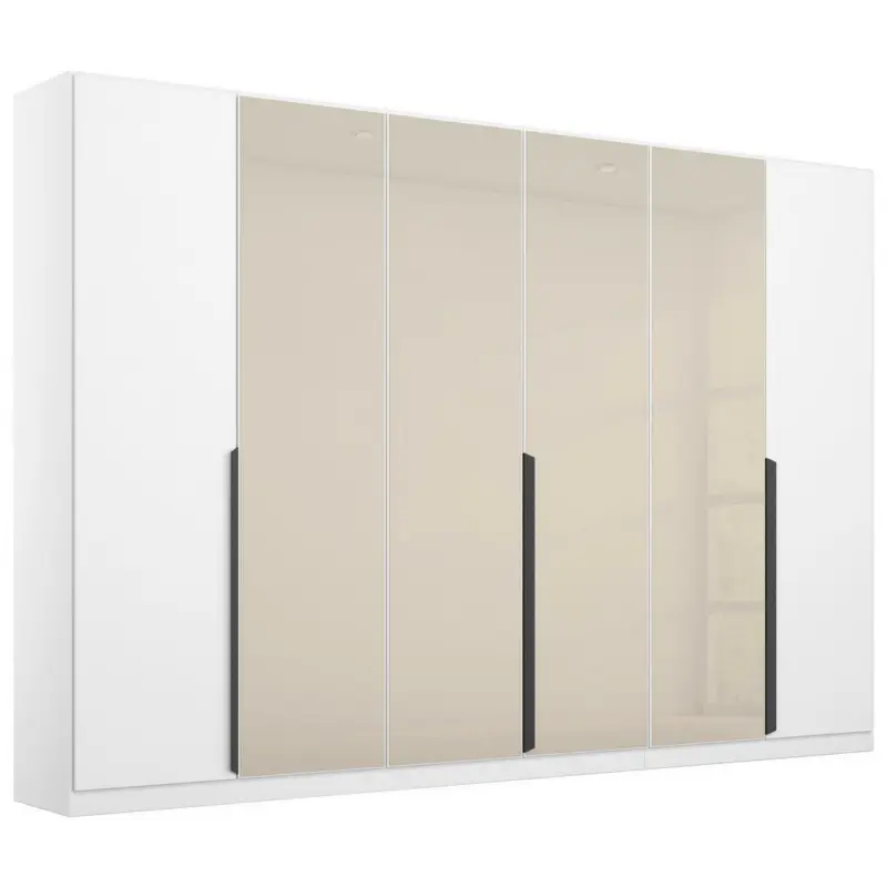 Drehtürenschrank in Weiß, Champagner