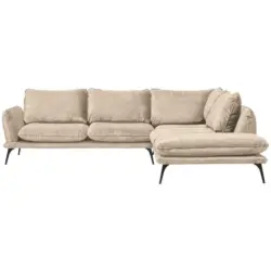 Ecksofa in Velours Hellbraun