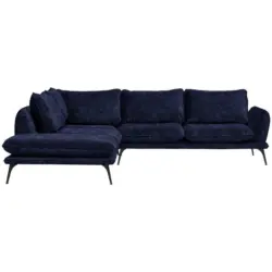 Ecksofa in Velours Dunkelblau