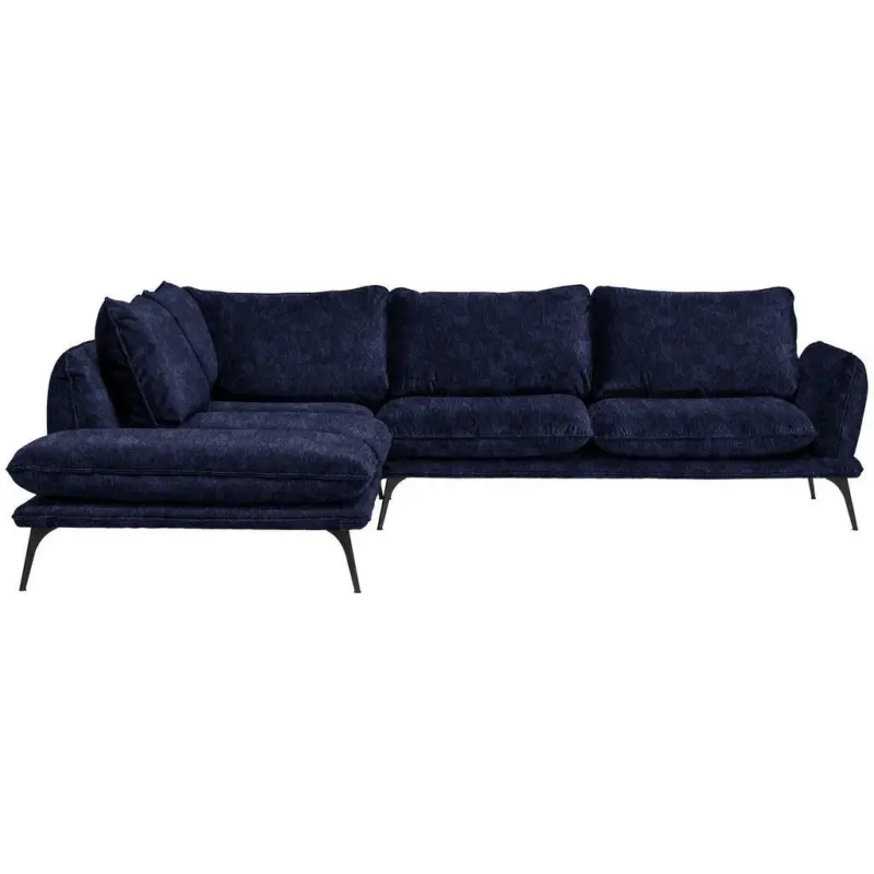 Ecksofa in Velours Dunkelblau