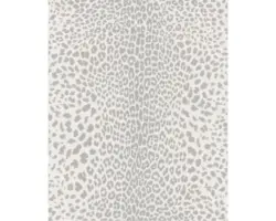 Vliestapete Leopard weiß silber