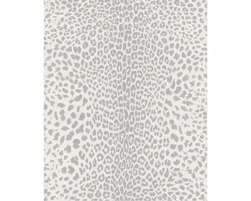 Vliestapete Leopard weiß silber